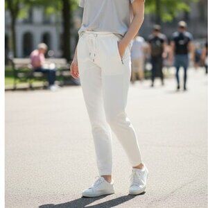 SARAH PACINI Tapered Pants Jersey Womens Size XS Off White